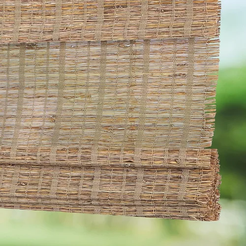 Vista 16 de Persianas romanas sin cordones sin cordón, opacas para oscurecer la habitación, persianas de bambú de ajuste personalizado con protección UV