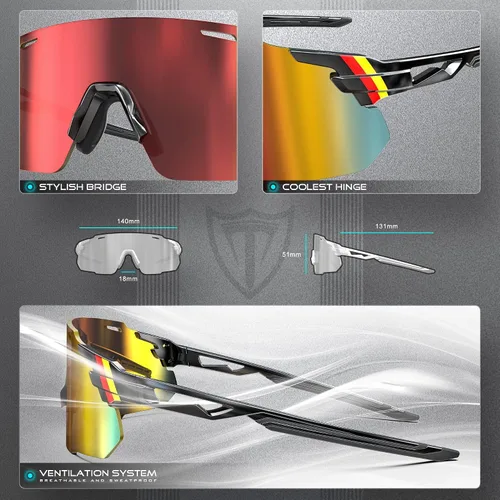 Vista 3 de ATTCL Gafas de sol de ciclismo para exteriores, gafas de sol UV400 para mujeres y hombres