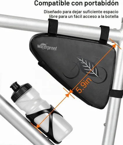 Vista 7 de Bolsa de Almacenamiento para Cuadro de Bicicleta 2L, Bolsa Triangular Impermeable para Bicicleta, Paquete de Ciclismo para Teléfono, Billetera