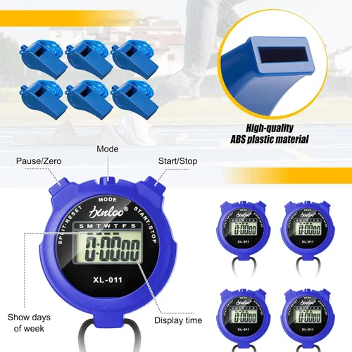 Vista 3 de Simgoing 48 piezas cronómetro digital temporizador de plástico silbato a granel para entrenadores deportivos, árbitro, reloj impermeable
