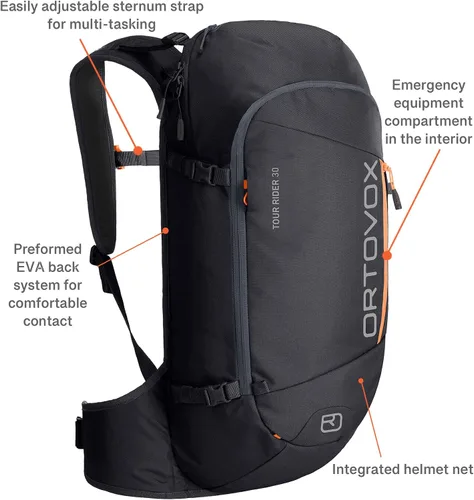 Vista 2 de Ortovox Tour Rider 30L Mochila de esquí Touring, cuervo negro