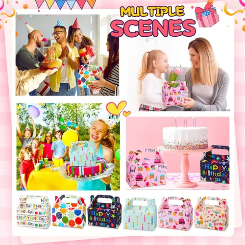 Vista 3 de Zhanmai Paquete de 36 Cajas de Golosinas para Fiesta de Cumpleaños de 6 Pulgadas, Cajas Gable de Favores de Fiesta Goodie Treats, Contenedor