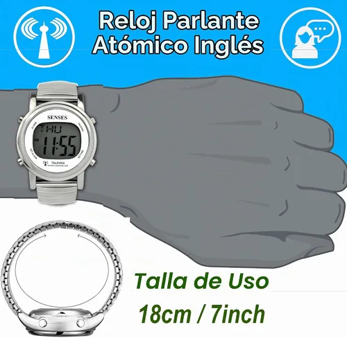 Vista 9 de Reloj parlante de cinco sentidos atómico! - Set Itself Senses - Reloj parlante de metal fácil de leer (plata)