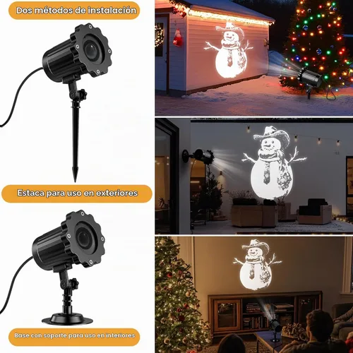 Vista 5 de Proyector de luces de Navidad dinámicas 3D para exteriores e interiores, decoraciones navideñas de muñeco de nieve mejoradas 2025, luces