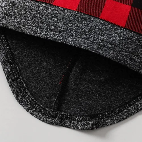 Vista 4 de Conjunto de ropa para bebé niño a cuadros para otoño e invierno, de manga larga, sudadera con capucha y pantalones