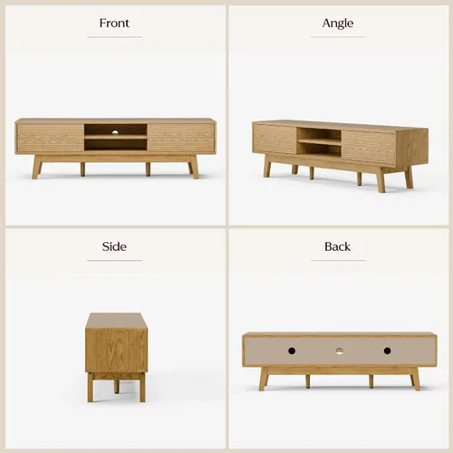 Vista 8 de TOLEAD Soporte para TV de 59", Soporte de Televisión Moderno de Mediados de Siglo para TV de 43/55/65 pulgadas, Consola de TV de Perfil Bajo