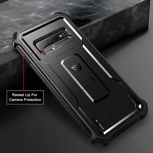 Vista 6 de Dexnor Funda para Samsung Galaxy S10+ Plus, [protector de pantalla y soporte integrados] Protección de grado militar resistente a prueba de golpes