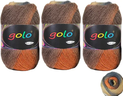 Vista 25 de Hilo de lana golo para tejer 200 yardas, hilo Cachemire multicolor arcoíris