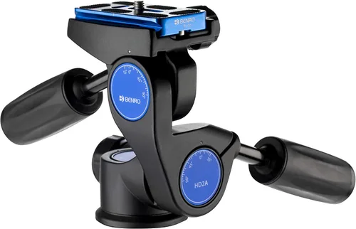 Vista 11 de Benro Cabezal de trípode Arca de 3 vías, movimiento independiente de 3 maneras, permite un posicionamiento preciso, placa QR compatible