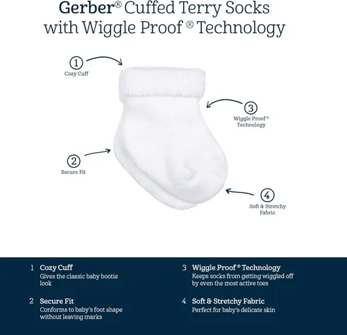 Vista 6 de Gerber Unisex Baby baby-girls 12-pair Sock Bundle