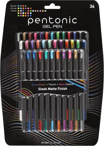 Vista 8 de Pentonic Bolígrafos de Gel con Purpurina, 10 unidades, 10 colores surtidos, punta gruesa de 1.0 mm, escritura suave para journaling, toma de notas