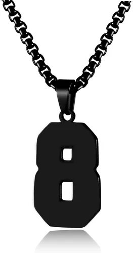 Vista 38 de Collar de Número Dorado para Hombre, Cadena de Acero Inoxidable con Colgante de Número para Atletas, Joyería Deportiva Personalizada para Niños