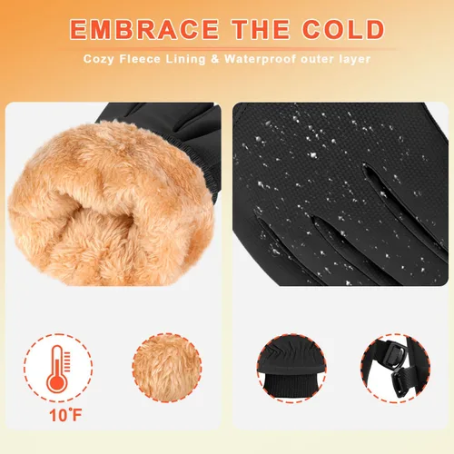 Vista 2 de ihuan Guantes impermeables de invierno para esquí de nieve para mujeres y hombres, clima frío, pantalla táctil térmica cálida para correr, ciclismo