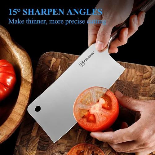 Vista 5 de Cuchillo KEEMAKE de 7 pulgadas, cuchillo para carne de servicio pesado con acero alemán de alto carbono inoxidable 1.4116, cuchillo de verduras