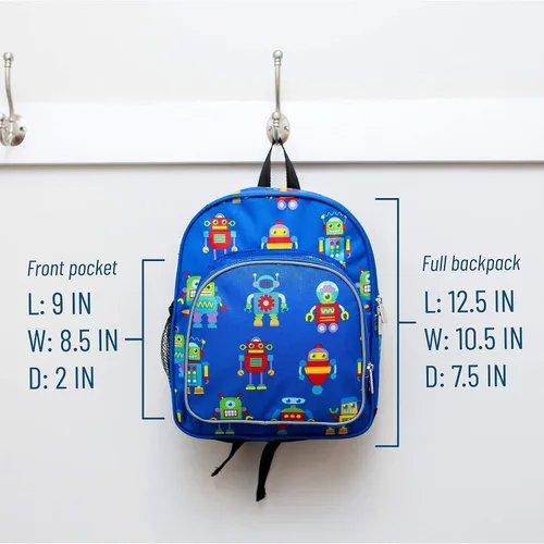 Vista 8 de Wildkin Mochila infantil de 12 pulgadas con alfombrilla moderna para siesta (robots)