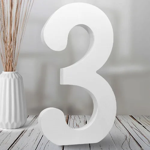Vista 15 de AOCEAN Números de madera blanca de 8 pulgadas, número de madera sin terminar para pared, números decorativos de pie, rebanadas, decoración