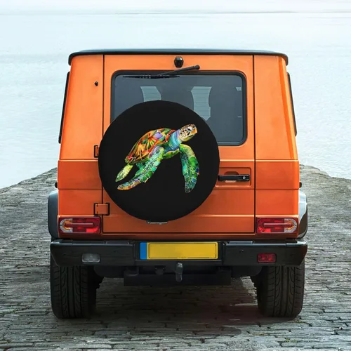 Vista 6 de Sea Turtle - Cubierta de neumático de repuesto impermeable UV para remolque, RV, SUV y muchos vehículos, 14 pulgadas