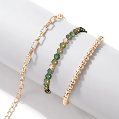 Vista 3 de Long tiantian Pulseras de oro en capas para mujer, estilo bohemio, múltiples, ajustables, abiertas, apilables, diamantes de imitación, hojas