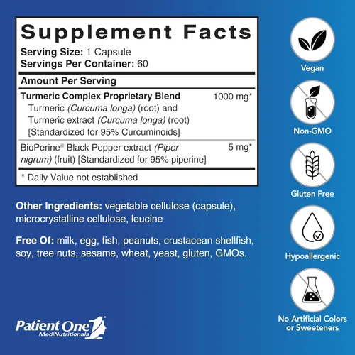 Vista 2 de Curcumina de cúrcuma 1000mg - 60 cápsulas.