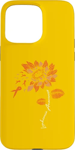 Vista 28 de iPhone 16 Leukemia Blood Cancer Awareness Orange Ribbon Sunflower Case
