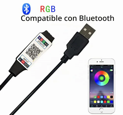 Vista 2 de Mini RGB Bluetooth controlador USB 5V música Bluetooth LED controlador de tira de luz para RGB LED tira