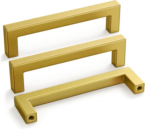 Vista 29 de Goldenwarm 1 paquete de manija cuadrada negra para cajones de gabinete de barra, de acero inoxidable, herrajes modernos para gabinetes de cocina