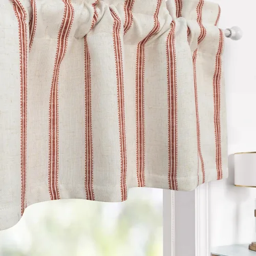 Vista 15 de DriftAway Briony - Cortina opaca con amarre para cocina, ajustable, diseño de globos, líneas texturizadas, estampadas, persianas romanas