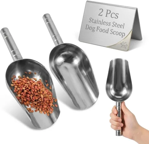 Vista 10 de POPETPOP Cuchara de acero inoxidable para alimentos para mascotas, 1.50 tazas, pala de metal de 8.26 pulgadas, pala de metal para caramelo seco