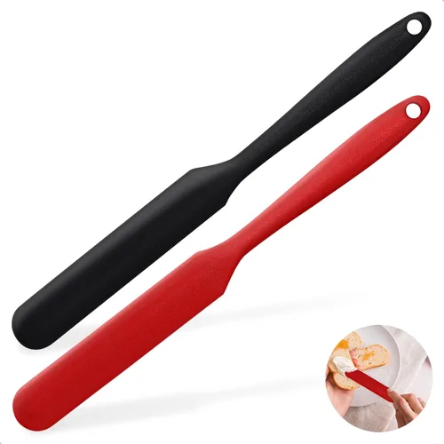 Vista 8 de Raspador de tarro de silicona con mango largo, esparcidor de mermelada para mantequilla de maní, espátula de cocina para hornear y glaseado