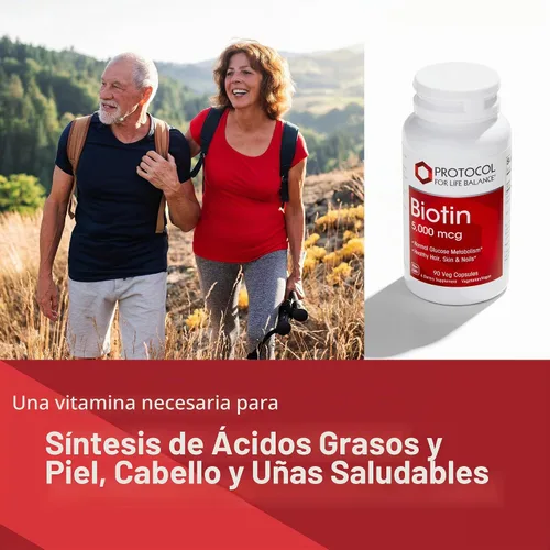 Vista 3 de PROTOCOL FOR LIFE BALANCE Biotina 5,000 mcg, cabello, piel y uñas, 90