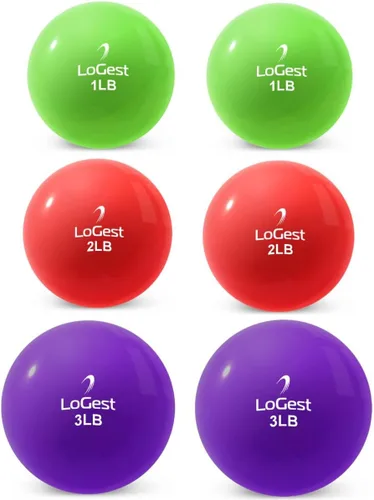 Vista 9 de Logest Par de pelotas de ejercicio de tonificación ponderada, bola medicinal de forma redonda, 1 libra, 2 libras, 3 libras, 4 libras, 5 libras, 6