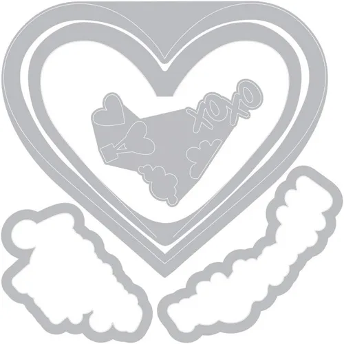 Vista 3 de Sizzix Framelits Troquel con sellos I Heart You, multicolor