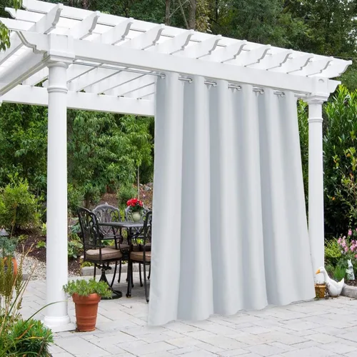 Vista 86 de NICETOWN Cortina para Exteriores para Patio Impermeable de 84 Pulgadas de Ancho, Aislamiento Térmico con Ojales Antioxidantes Bloqueo UV Cortina
