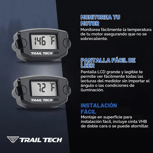 Vista 3 de Trail Tech 742-ES2 TTO Medidor digital de temperatura roscado enchufe 1/8-28 sensor BSPP