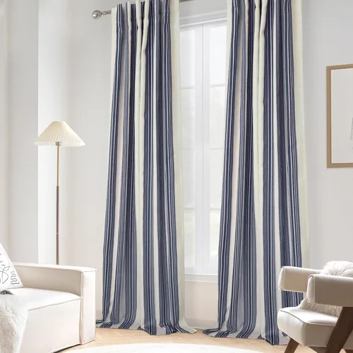 Vista 20 de DriftAway Chris Linen - Cortinas opacas con capa térmica y reductora de sonido, 63 pulgadas de largo para dormitorio, cortinas estampadas a rayas