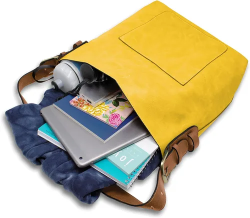 Vista 6 de Joy Susan - Bolsa clásica 2 en 1 para mujer, estilo hobo, Amarillo, talla única