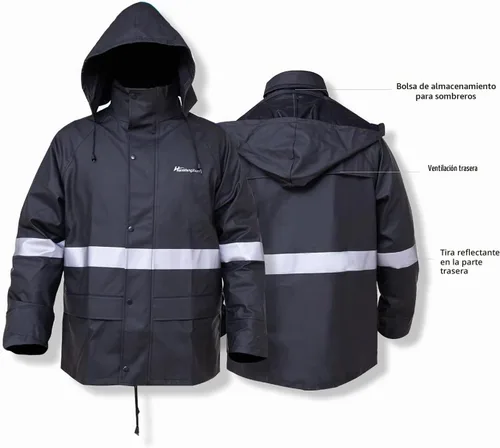 Vista 2 de Rain Suits for Men Waterproof Work Heavy Duty Rain Suit Rain coats Rain Gear Jacket and Pants Rainwear Negro