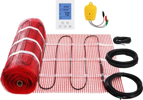 Vista 10 de VEVOR Alfombrilla de calefacción de suelo, 10 pies cuadrados 14℉-113℉ Sistema eléctrico de calefacción por suelo radiante con termostato digital