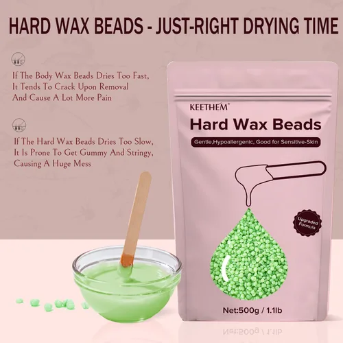 Vista 5 de Perlas de cera dura sin dolor y varillas para depilación de cuerpo completo para mujeres y hombres – 1.1 lb/17.6 oz granos de cera con 20 varillas