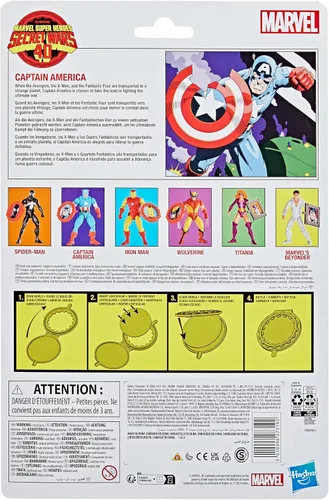 Vista 13 de Marvel Legends Series Capitán América, Avengers Retro Marvel Comics Secret Wars Figura de acción coleccionable de 6 pulgadas con escudo