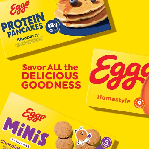 Vista 7 de Eggo Waffles congelados gruesos y esponjosos, desayuno congelado, comida para el desayuno, original, caja de 11.6 onzas (6 waffles)
