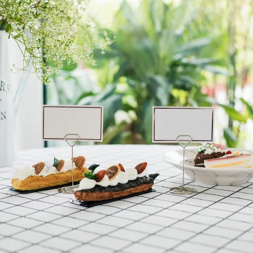 Vista 5 de Jofefe 24 soportes únicos para números de mesa con 24 tarjetas de lugar, soporte para tarjetas de lugar, soportes para tarjetas de mesa, soportes