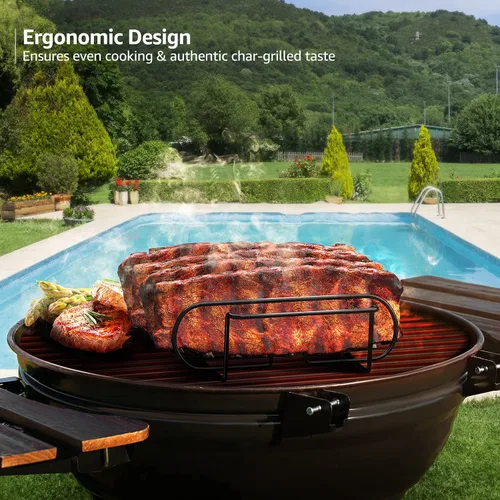 Vista 4 de Sorbus Parrilla antiadherente para costillas – estante para asar de acero bañado en porcelana – apto para 4 costillares para asar y barbacoa