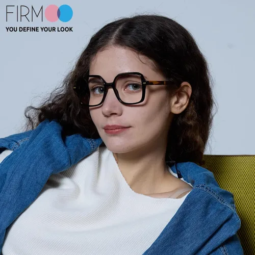 Vista 2 de Firmoo Lentes de bloqueo de luz azul para mujeres/hombres, antifatiga ocular, lentes de computadora con marco cuadrado Negro