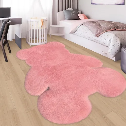 Vista 25 de Alfombra de pelo de oveja sintética de 2 pies, suave y esponjosa, bonita alfombra de felpa para guardería, habitación de niños y niñas, decoración