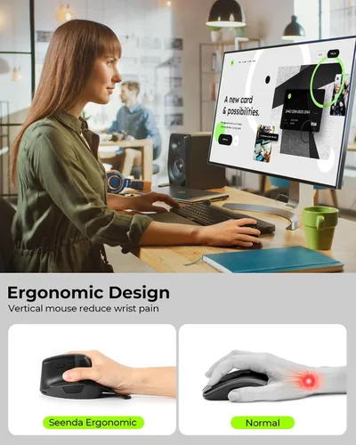 Vista 9 de seenda MOE302 Ratón ergonómico vertical inalámbrico para comodidad de Azul