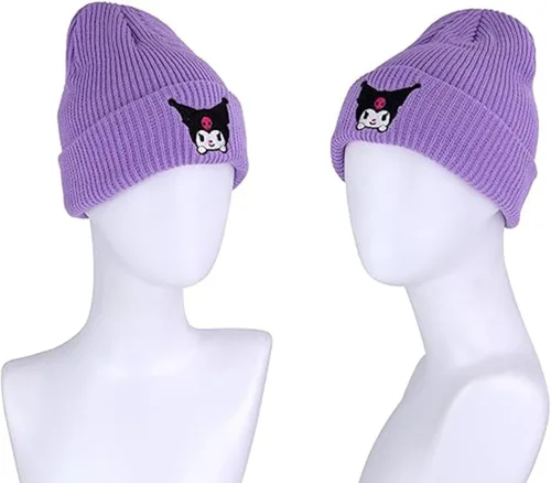 Vista 2 de AgaShi Gorro de invierno Kawaii con diseño de dibujos animados, cálido, con puños, para mujeres y niñas