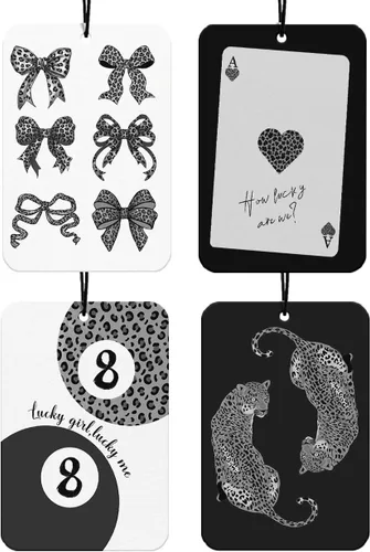 Vista 34 de Ambientador de coche occidental con lazos negros UTELKA 4 piezas, vamos chicas vaqueras occidentales, accesorios para el coche colgantes, aromas