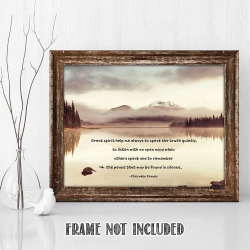 Vista 6 de TJ Originals - Cherokee Prayer Great spirit help me, arte nativo americano, citas de curación espiritual, decoración de pared sin marco de 11 x 14