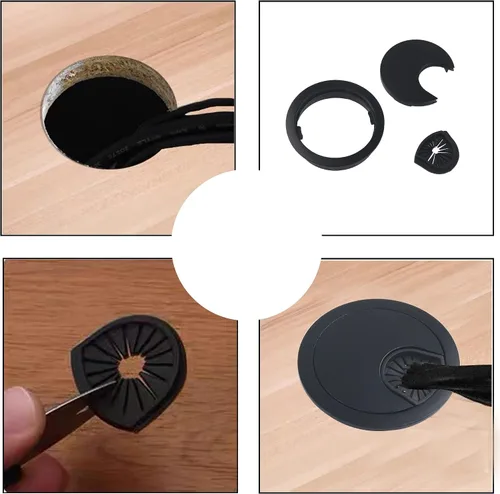 Vista 5 de 4 ojales de escritorio de aleación de zinc de 2 pulgadas para organizador de cables (bronce rojo)